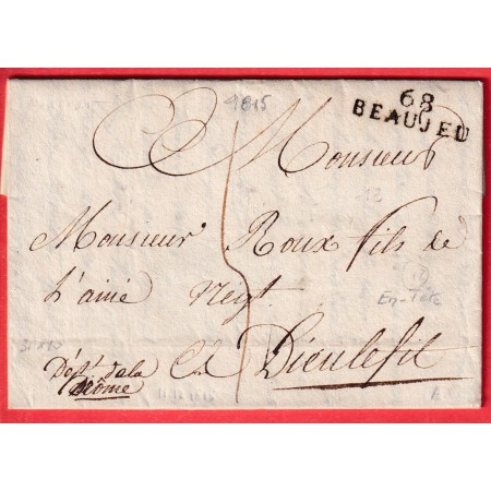 MARQUE 68 BEAUJEU RHONE 31X10 VIGNETTE DES DOMAINES DIEULEFIT DROME 1815 INDICE12