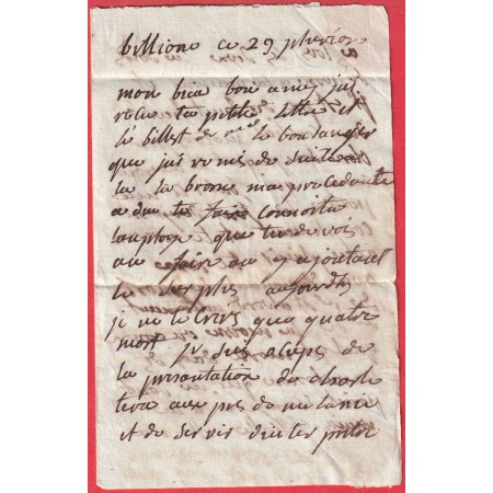 MARQUE 62 BILLOM PUY DE DOME 1805 AN 13 POUR PARIS INDICE 12