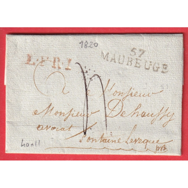 MARQUE MAUBEUGE NORD 1820 POUR FONTAINE L'EVEQUE BELGIQUE GRIFFE LFR1