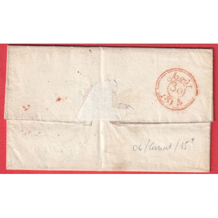 MARQUE 79 BOURBON VENDEE EN ROUGE 1814 POUR PARIS INDICE 15 LA ROCHE SUR YON