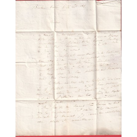 MARQUE 79 BOURBON VENDEE EN ROUGE 1814 POUR PARIS INDICE 15 LA ROCHE SUR YON