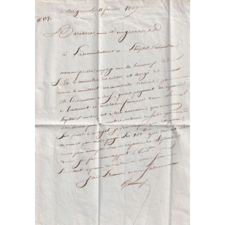 MARQUE BOLOGNA ITALIE ITALIA 1807 FRANCHISE BARADERE COMMISSAIRE DES GUERRES POUR HOSPICE IMOLA