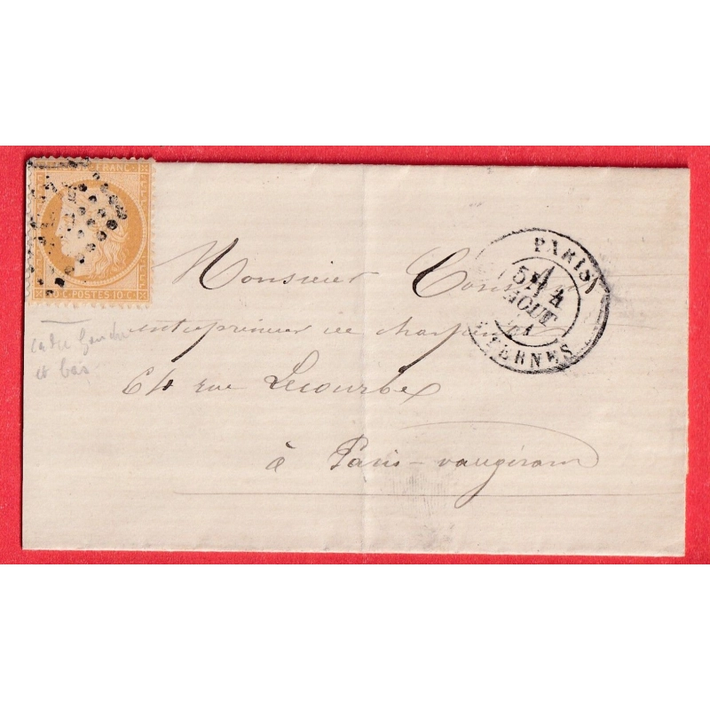 N°36 GC 3921 PARIS LES TERNES  POUR PARIS VAUGIRARD RECETTES REUNIES