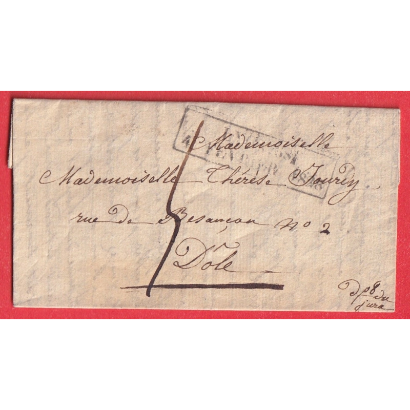 MARQUE ESSAI FEVRIER 1828 LYON RHONE DU 4 FEVRIER POUR DOLE JURA INDICE 19