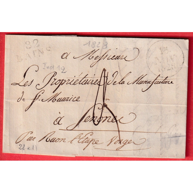 MARQUE 82 BAINS VOSGES 1828 POUR SENONES 22X11 INDICE 12