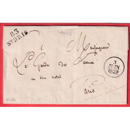 MARQUE 83 SAINT BRIS YONNE 1829 POUR PARIS INDICE 14