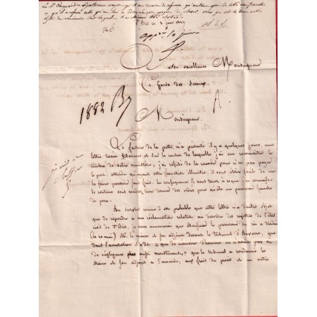 MARQUE 83 SAINT BRIS YONNE 1829 POUR PARIS INDICE 14