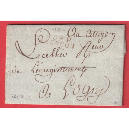 MARQUE P59P ALENCON EN ROUGE 1804 ORNE POUR LUGNY INDICE 19