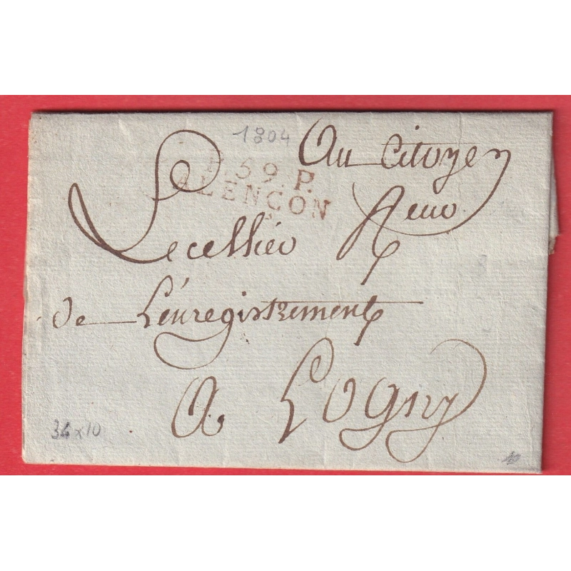 MARQUE P59P ALENCON EN ROUGE 1804 ORNE POUR LUGNY INDICE 19