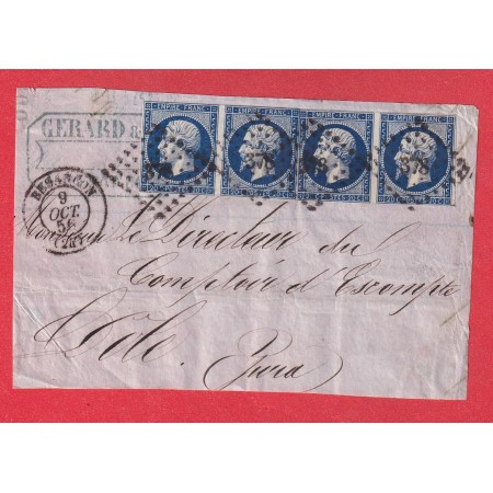 N°14 DEUX PAIRE BLEU FONCE PC 378 BESANCON DOUBS POUR DOLE JURA DEVANT DE LETTRE FRONT COVER