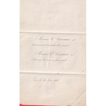 N°12 PARIS POTHION 1520 BUREAU F TARIF IMPRIME FAIRE PART DE NAISSANCE