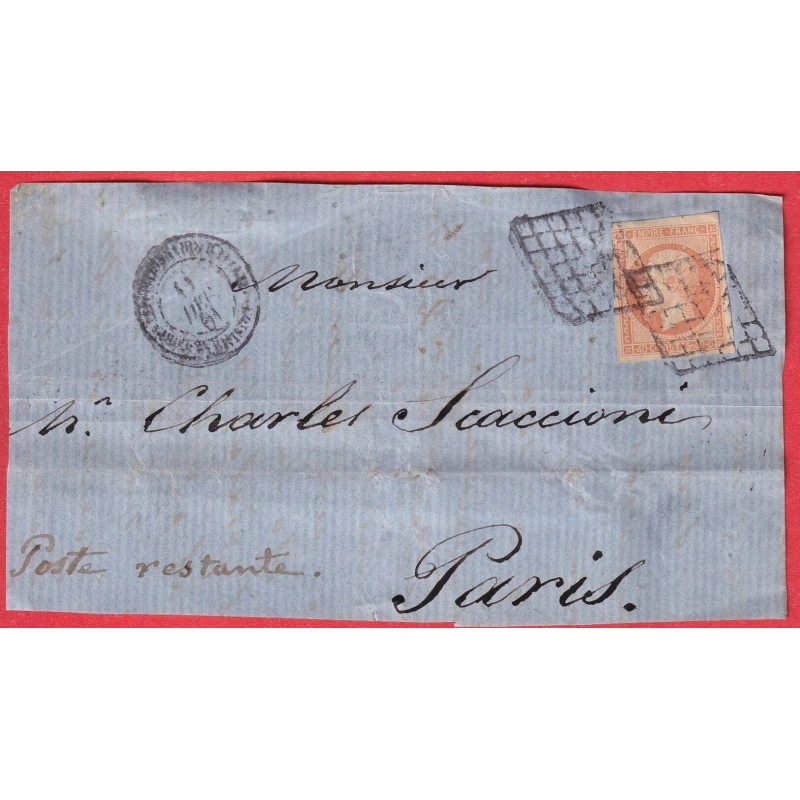 N°16 OBLITERATION GRILLE CORPS EXPEDITIONNAIRE ITALIE 2EME DIVISION DEVANT DE LETTRE FRONT COVER