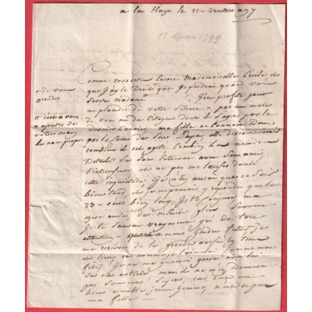 MARQUE ARMEE HOLLANDE TROUPE FRANCAISE LA HAYE AN7 1799 ANGERS MAINE ET LOIRE