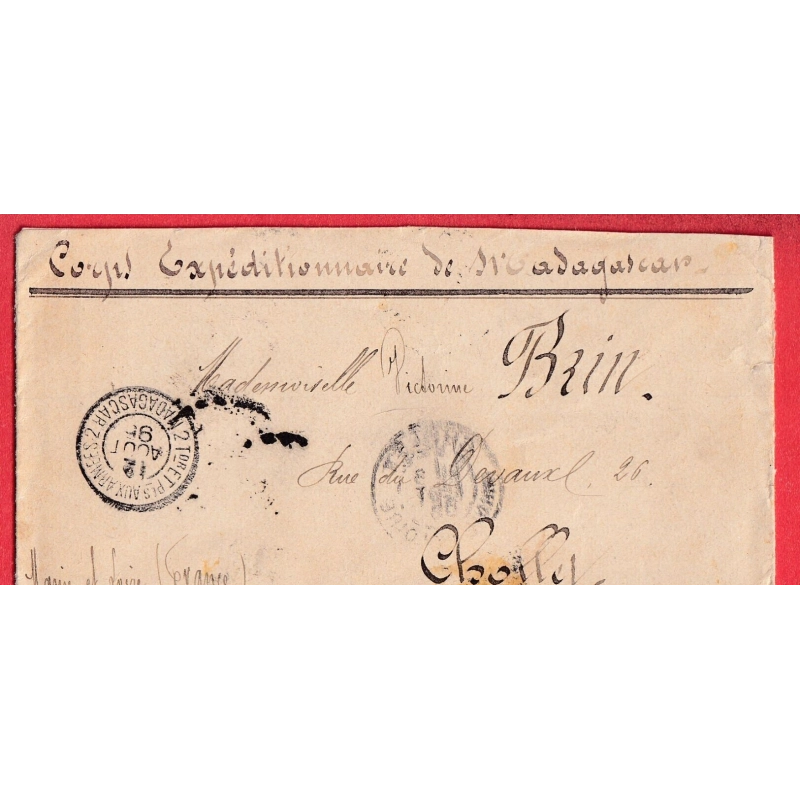 CORPS EXPEDITIONNAIRE MADAGASCAR 1895 POUR CHOLLET MAINE ET LOIRE
