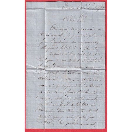 GUERRE 1870 TOULON VAR 14 FEVRIER 1871 PP ENCADRE POUR BORDEAUX GIRONDE