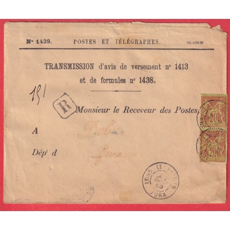 N°96 PAIRE LETTRE RECOMMANDEE LONS LE SAULNIER JURA 1899 POUR DOLE JURA
