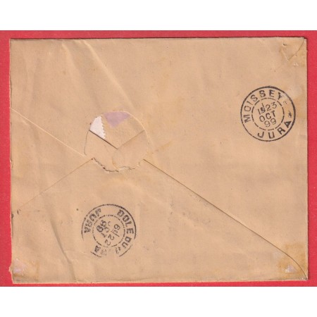 N°98 106 CHERBOURG MANCHE LETTRE RECOMMANDEE POUR MOISSEY JURA   1899