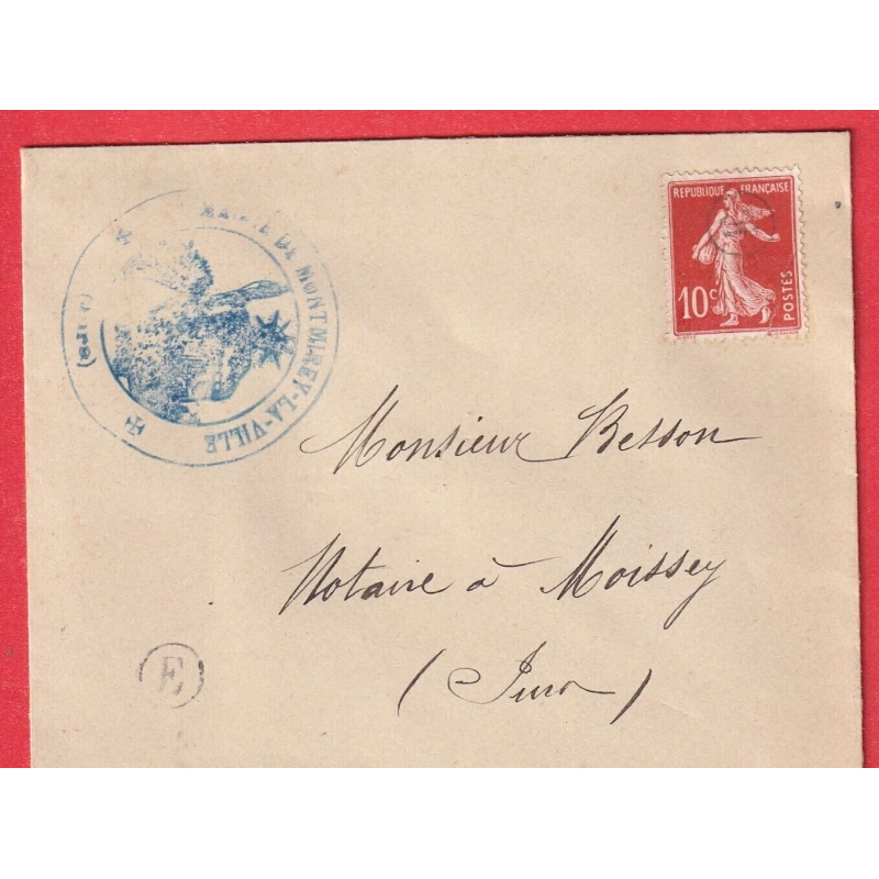 N° 138 SEMEUSE OBLITERATION BOITE RURALE E MONTMIREY LA VILLE CACHET DE MAIRIE JURA