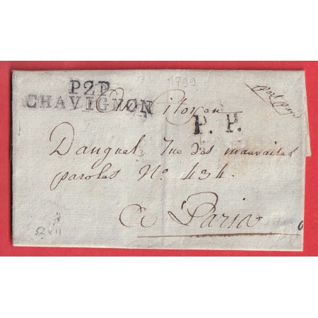 MARQUE P2P CHAVIGNON AISNE + PP BONNET PHRYGHIEN POUR PARIS TEXTE DE CHEVREGNY AN7 1799 INDICE 18