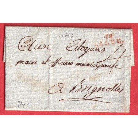 MARQUE 78 LE LUC VAR EN ROUGE 1793 POUR BRIGNOLLES INDICE 14