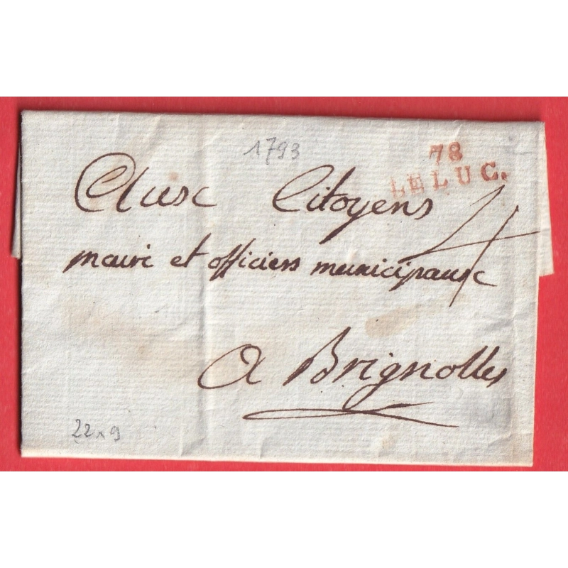 MARQUE 78 LE LUC VAR EN ROUGE 1793 POUR BRIGNOLLES INDICE 14