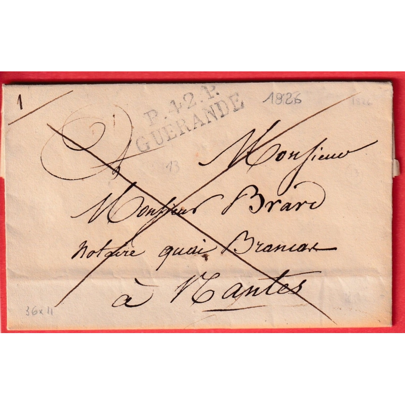 MARQUE P42P GUERANDE LOIRE INFERIEURE 1826 36X11 NANTES ATLANTIQUE INDICE 13