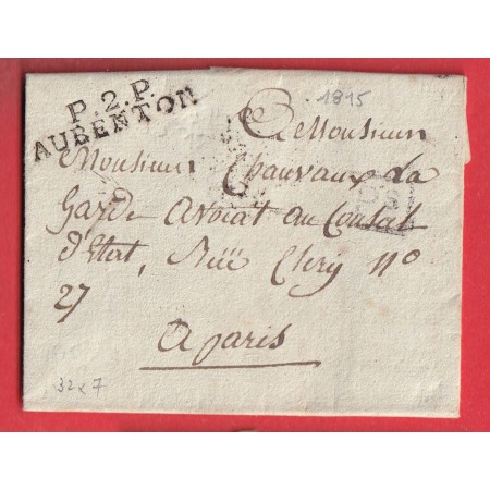 MARQUE P2P AUBENTON AISNE 1815 POUR PARIS 38X9 INDICE 14