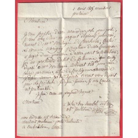 MARQUE P2P AUBENTON AISNE 1815 POUR PARIS 38X9 INDICE 14