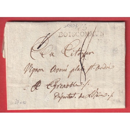 MARQUE 43 BOISCOMMUN LOIRET 37X10 1803 GRENOBLE ISERE INDICE 12