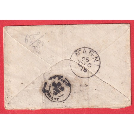 N°90 TYPE SAGE LE MANS SARTHE TAXE MANUSCRITE 4 1/2 TIMBRE TAXE 25C 2X10C + 5C ANAGNI ITALIE 1878