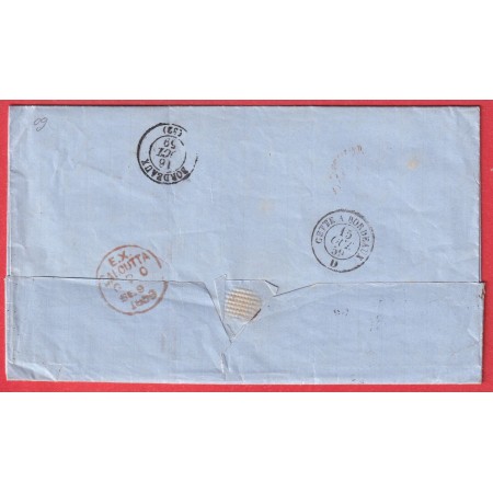 INDE INDIA CALCUTTA TAXE 8 INDIAN PAID 1859 POUR BORDEAUX FRANCE STEAMER ANGLAIS BEUTINCK VIA SUEZ