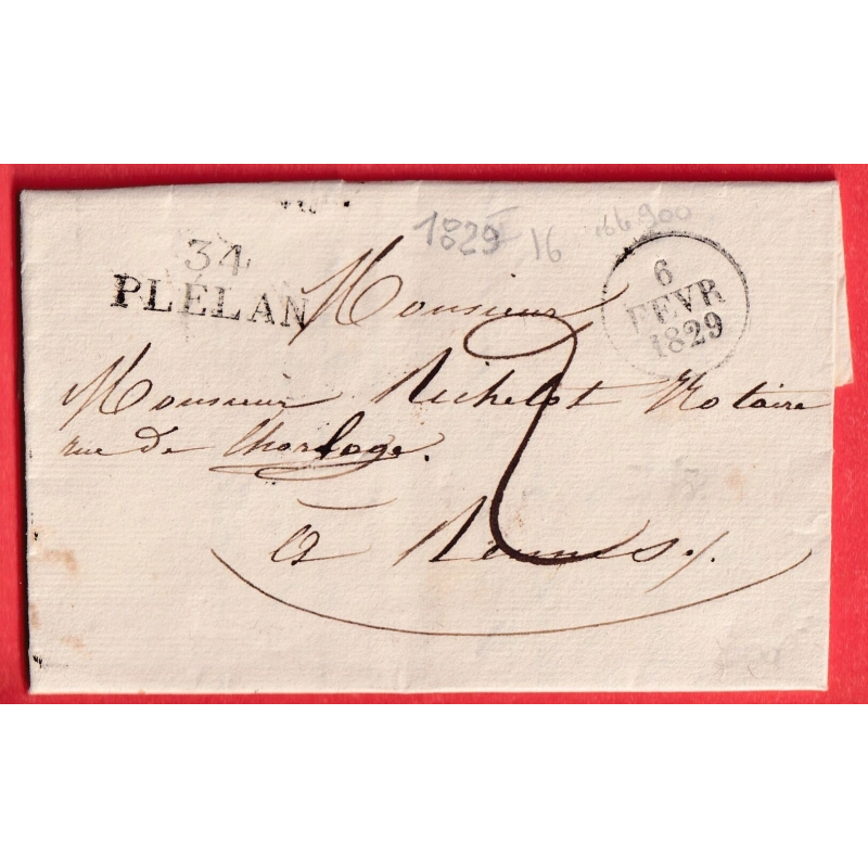 MARQUE 34 PLELAN ILLE ET VILAINE 1829 POUR RENNES INDICE 15