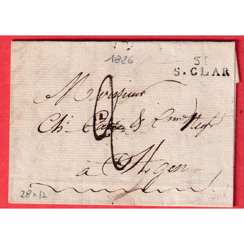 MARQUE 31 ST CLAR S.CLAR GERS 1826 POUR AGEN INDICE 12