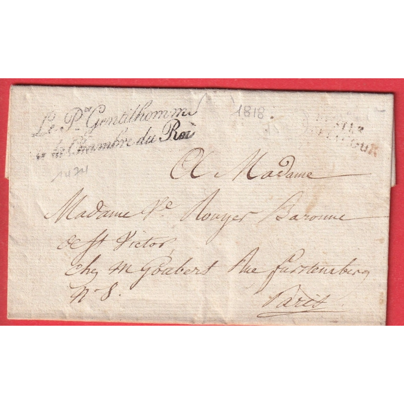 FRANCHISE  LE 1ER GENTILHOMME DE LA MAISON DU ROI PARIS PALAIS DES TUILERIES LE DUC DE LA CHATRES 1818 BAU DE LA COUR