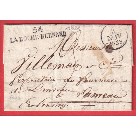 MARQUE 54 LA ROCHE BERNARD MORBIHAN 60X11 1828 INDICE 14 POUR PONTIVY