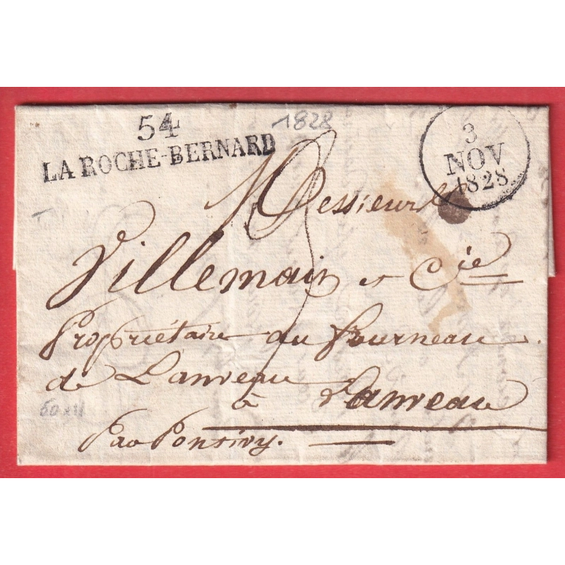 MARQUE 54 LA ROCHE BERNARD MORBIHAN 60X11 1828 INDICE 14 POUR PONTIVY