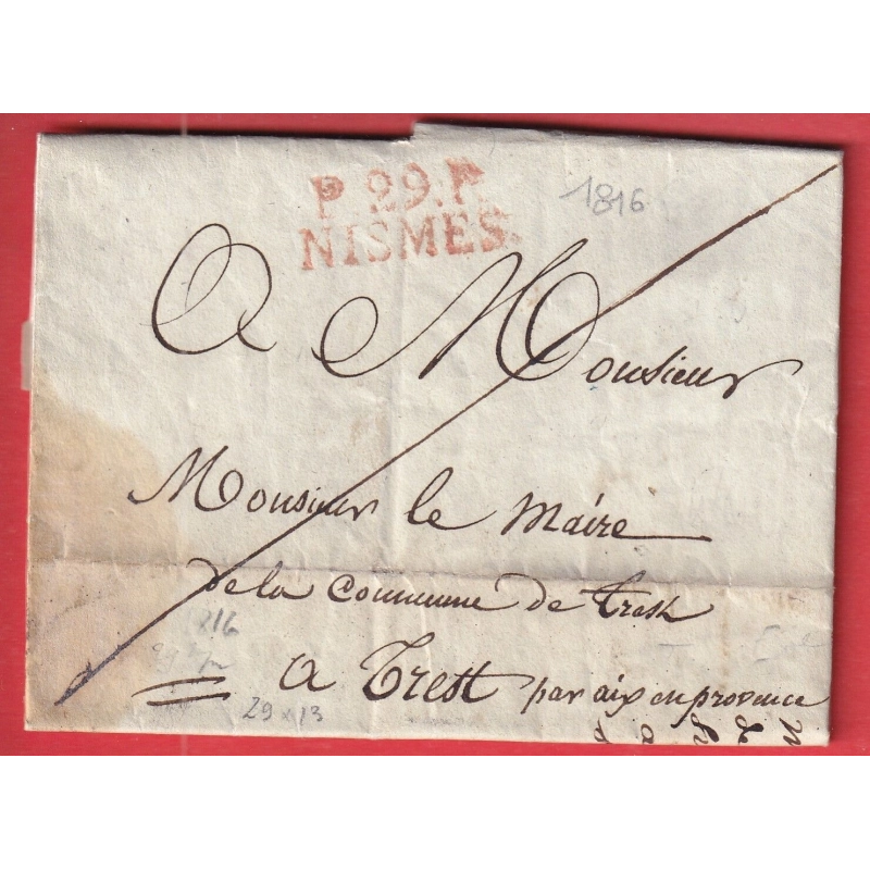 MARQUE P29P NISMES NIMES GARD EN ROUGE 1816 TRETS BOUCHES DU RHONE INDICE 9