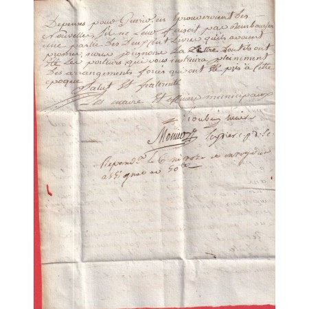 MARQUE 29 VILLENEUVE LES AVIGNON EN ROUGE GARD AN2 1794 POUR MONTPELLIER INDICE 16