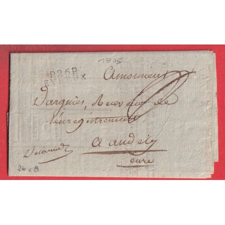 MARQUE P26P EVREUX EURE 1805 TEXTE DES DOMAINES 24X8 INDICE 10 LES ANDELYS