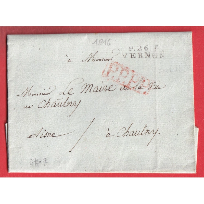 MARQUE P26P VERNON EURE 1816 CHAULNY AISNE INDICE 11