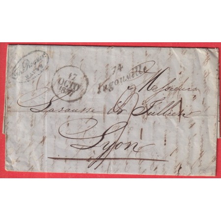 CURSIVE 74 INGOUVILLE SEINE INFERIEURE 1837 POUR LYON INDICE 16