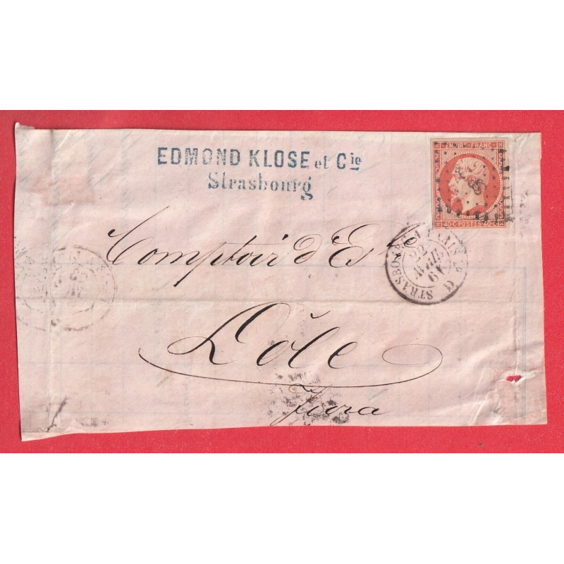 N°16 AMBULANT STRASBOURG A PARIS LOSANGE SP2° DOLE JURA DEVANT DE LETTRE FRONT COVER