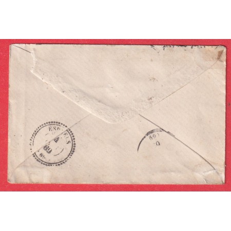 N°28 CAD TYPE 17 JOUR DE L'AN BESANCON DOUBS 2 JANV 1869 ESPRELS HAUTE SAONE ARRIVE LE 4