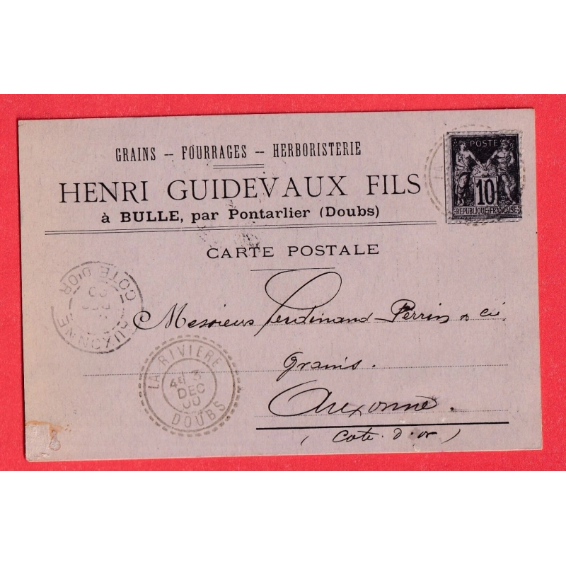 N°89 FACTEUR BOITIER FB84 LA RIVIERE DOUBS CARTE POSTALE IMPRIMEE BULLE DOUBS POUR AUXONNE
