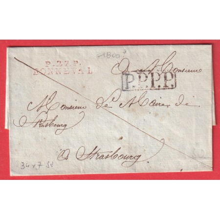 MARQUE P27P BONNEVAL EURE ET LOIRE EN ROUGE PPPP STRASBOURG INDICE 14