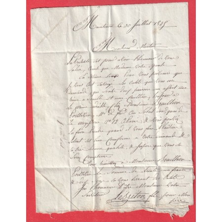 MARQUE 27 MAINTENON EURE ET LOIR 34X7 1825 INDICE 10 LUZARCHES SEINE ET OISE MARQUE BANLIEUE AU DOS