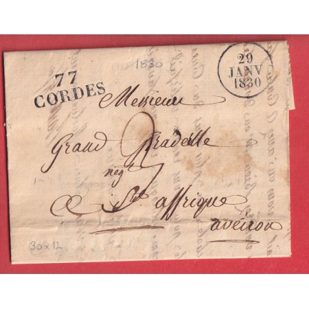 MARQUE 77 CORDES TARN POUR ST AFFRIQUE AVEYRON 1830 INDICE 13 30X12