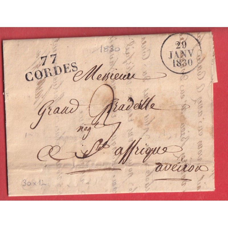 MARQUE 77 CORDES TARN POUR ST AFFRIQUE AVEYRON 1830 INDICE 13 30X12