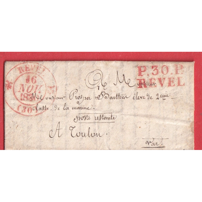 MARQUE P30P REVEL EN ROUGE + CAD TYPE 12 EN ROUGE RARE COMBINAISON 1830 TOULON VAR INDICE 18