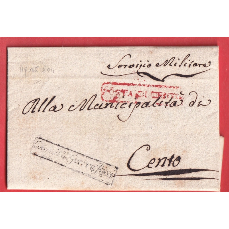 BOLOGNE BOLOGNA ITALIE 1804 COMMISSAIRE DES GUERRES RICCI POUR CENTO